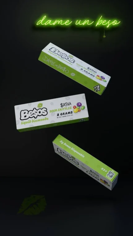 Sour Zkittles Besos Cart - 2G Sativa Besos Disposable Vape